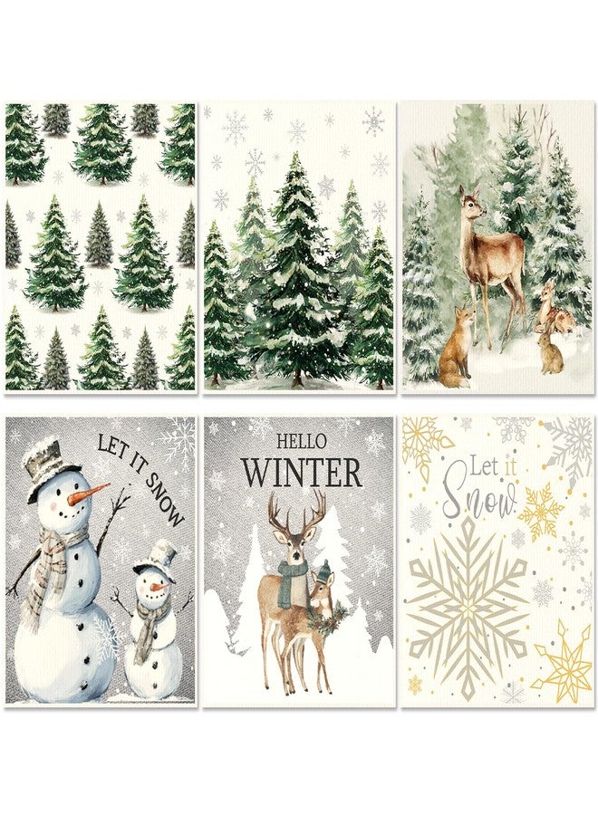 Ferrochef 6 Pcs Christmas Swedish Kitchen Dishcloths Watercolor Christmas Tree Kitchen Towels Winter Xmas Reusable Cotton Absorbent Dish Towels for Bathroom Office Wedding Housewarming 7 x 8 Inch - Image 1